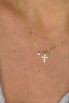 Petite Double Cross Necklace
