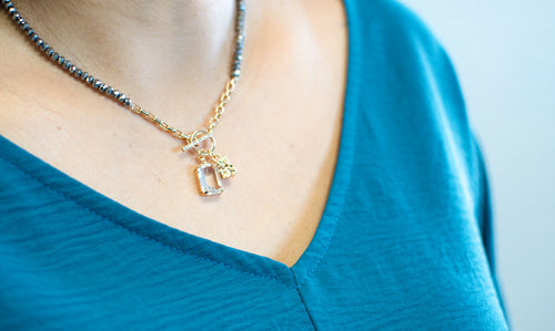 Silver Beaded with Sparkle Necklace